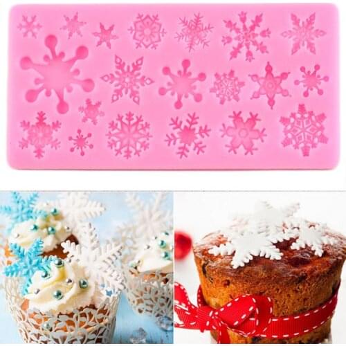 DIY Christmas Snowflake Cake Decorating Tools Fondant Silicone Molds Chocolate Candy Polymer Clay Mould Kitchen Baking Moulds