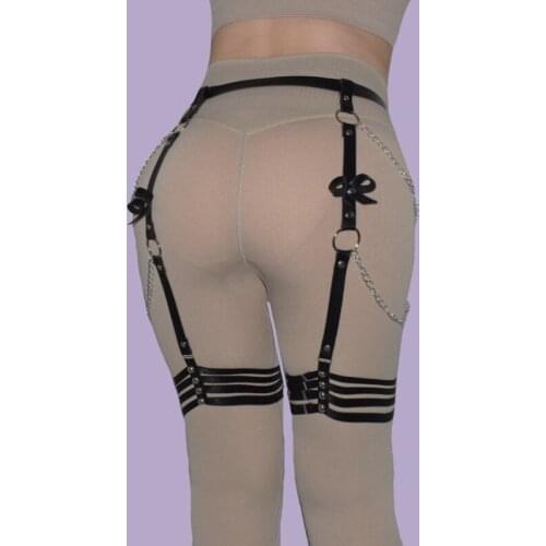 Sexy O-Ring Garters Faux Leather Women Body Bondage Cage Goth Female Sculpting Harness Waist Belt Straps Suspenders Belt Fashion