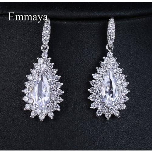EMMAYA Fashion Female Crystal Drop Earrings With AAA Zircon Boho Wedding Jewelry Long Dangle Earrings For Women