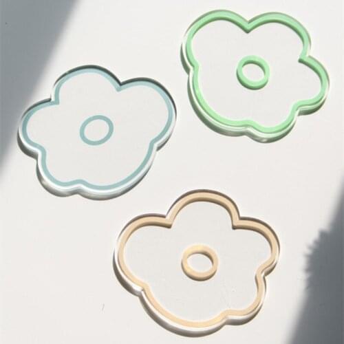 Net Red Flower Shooting Props Decoration Kitchen Accessories Ins Style Acrylic Coaster Flower Cartoon Coaster