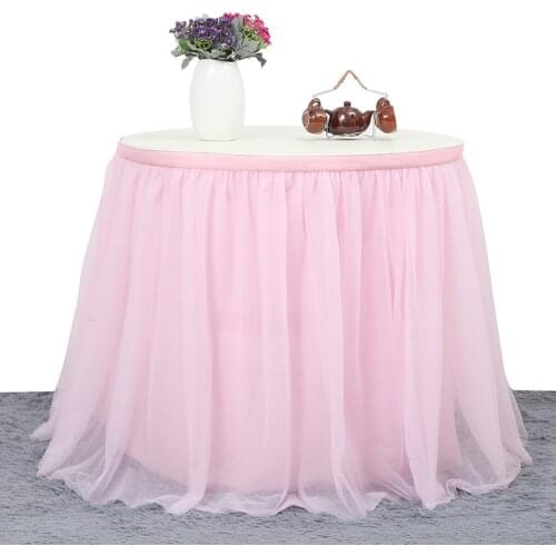 Wedding Decoration Tulle Table Skirt Solid Color Tableware Cloth for Rectangle Round Table Party Birthday Festival LBS