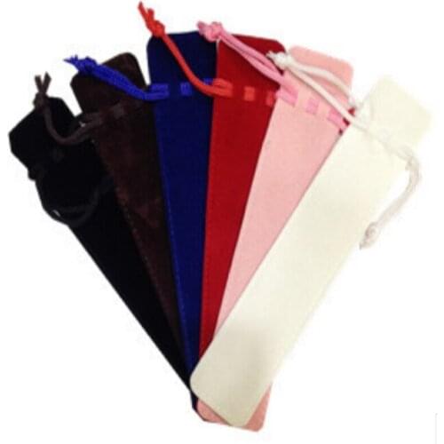 High quality 3.2*17cm velvet jewelry pouch velvet pen gift bag velvet recorder pen pouch fountain pen bag customize wholesale