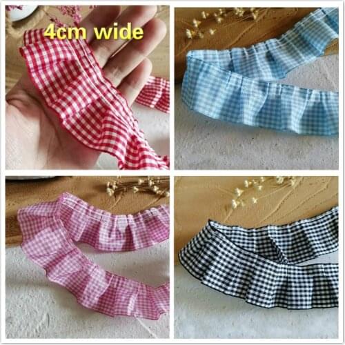 High Quality Plaid Ribbon Pleated Lace Fabric DIY Clothing Skirt Cradle Material Home Textile Sewing Pet Toy Doll Clothes Trim