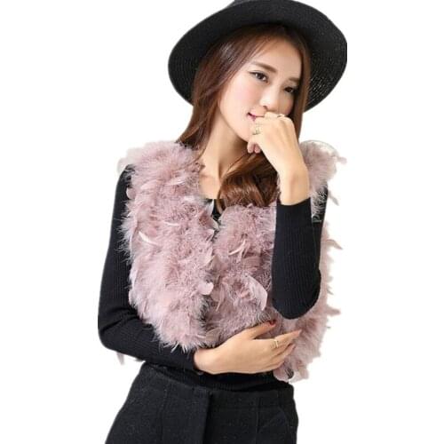 Ostrich feather vest Bolero Gray ladies women fur waistcoat autumn winter clothing accessories pink black color short vest V35