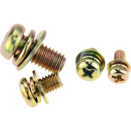 2PCS M8*16 20 Zinc Plating Phillips Round Head Three Combination Screw Cross Recessed Pan Head Screw With Washer