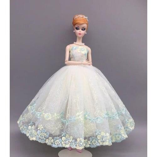 1/6 BJD Accessories Elegant Floral Lace Wedding Dress Princess Outfits for Barbie Doll Clothes Evening Gown 11.5" Dollhouse Toys