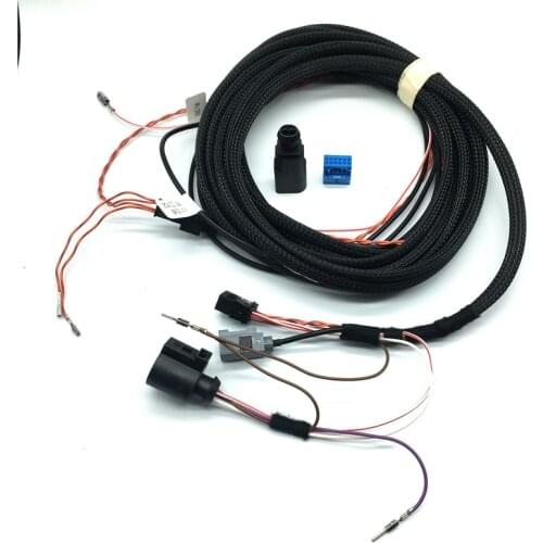 Car logo Flip RVC Rear View Camera Reversing Trajectory track position line connect Wiring harness For VW Passat B8 CC Golf 7.5