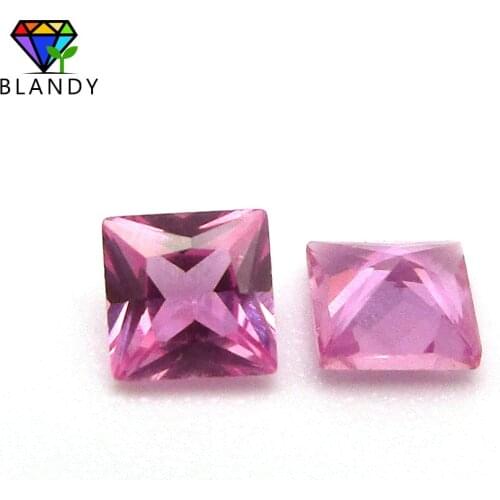 Free Shipping 3# Red Stone 2x2~10x10mm Square Shape Red Gems Synthetic Corundum Stone For Jewelry Making