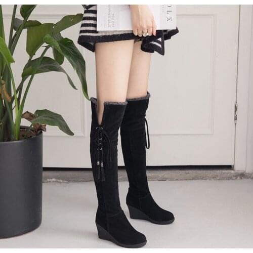 Big Size 11 12 13 Europeans and Americans have a round head over the knee, thin boots, high heels and lace jackets