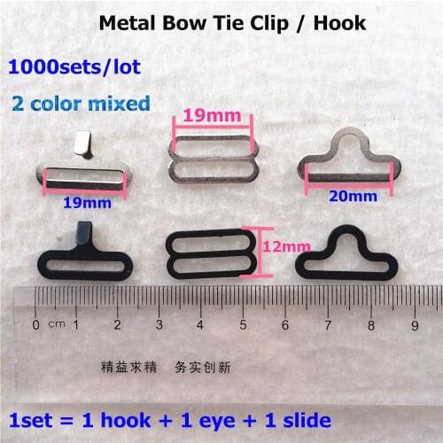 Chenkai DHL 1000 sets Metal Adjustable Bow Tie Hardware Necktie Hook Cravat Clips Fasteners Strap