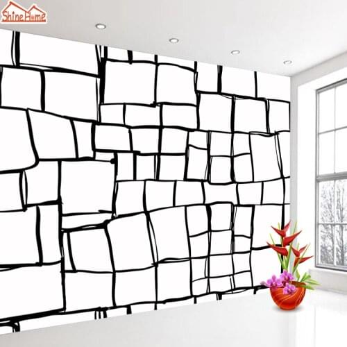 Black White Brick Stetch Lines 3d Wallpaper Wallpapers for Living Room Wall Paper Papers Home Decor Mural Removable Murals Rolls