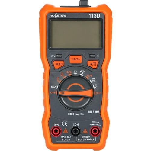 RM113D NCV Digital Multimeter 6000 Counts Auto Ranging Voltage Temperature Measuring Meter Flash Light Backlight Large Screen