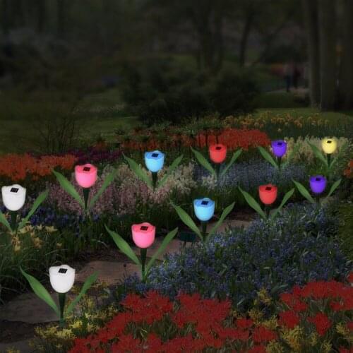 Colorful Bulb Solar Lamps Tulip Flower Led Garland Holiday Light for Wedding Party Decoration Christmas Bulbs IP65 Lamp