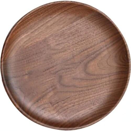 Walnut solid wood disk wooden tray dining plate log creative racking plate black whole wooden plate