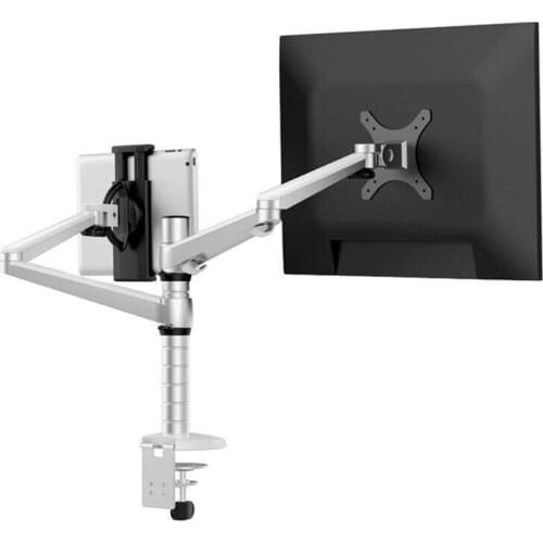 OA-8Z Height Adjustable Double Arm 27 inch Monitor Holder+ Double Arm Tablet PC Stands 360 Degree Rotatable computer desks