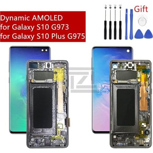 For Samsung Galaxy S10 lcd G973 S10 Plus G975 touch screen digitizer assembly with frame screen replacement repair parts