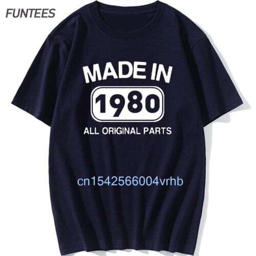 Made In 1980 Graphic Print T Shirts Men 100% Cotton Summer Short Sleeve Birthday Gift Tshirt Tops Funny Anniversary Man T Shirt