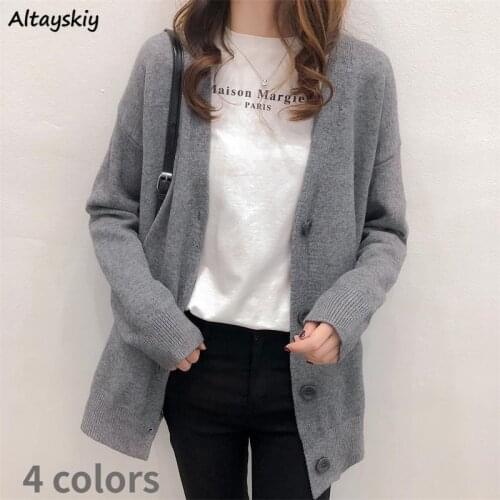 Cardigan Women V-neck Spring 4 Colors Elegant Retro Basic Female All-match Simple Kintwear Cozy Leisure Ulzzang Outdoor Ins New