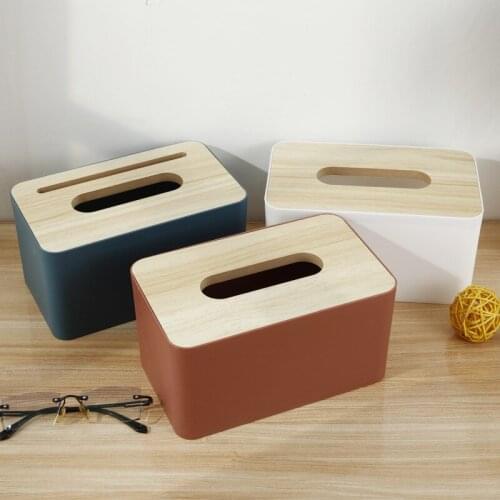 4 Color Tissue Box Wooden Cover Toilet Paper Solid Wood Napkin Holder Case Simple Stylish Tissue Paper Dispenser Home Organizer
