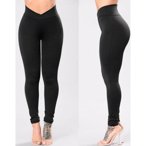 2020 New Women High Waist Skinny Leggings Female Solid Black Compression Fitness Pants For Women Base Layer Leggings