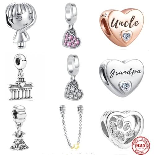 Hot Summer New Bead Paw Star Skirt Love Diamond Pendant Fit Pandora Original Bracelet Charms Beads For Women DIY Jewelry