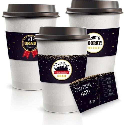 LT002 24pcs Graduation Party Coffee Milk Tea Holiday Insulation Cup Holder Disposable Corrugated Kraft Paper Cup Holders