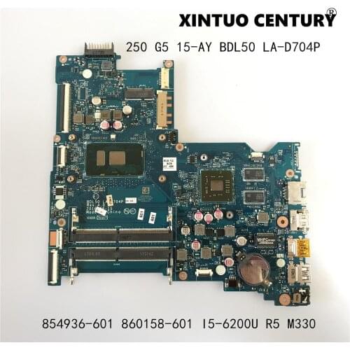 854936-601 860158-601 For HP 250 G5 15-AY 15-ay015ds Laptop Motherbard BDL50 LA-D704P I5-6200U CPU R5 M330 100% tested working
