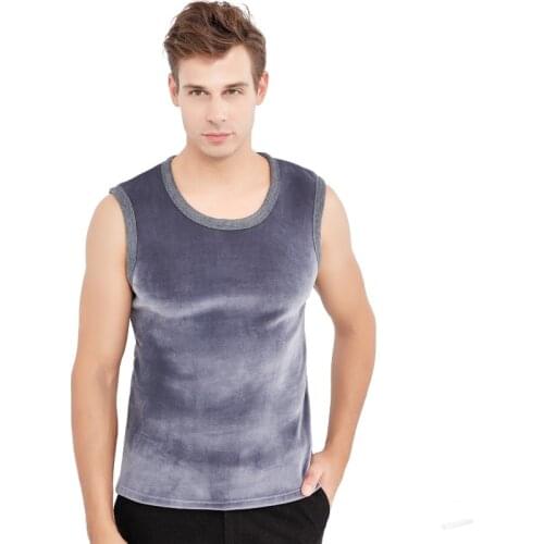 Sanderala Winter Warm Men Vest Thermal Plus Size Slim Corset U-Neck Sleeveless Female Sexy Tops T-Shirt Underwear