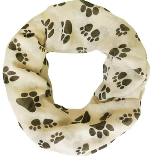 Cute Cat Dog Pet Paw Footprint Printed Infinity Loop Scarf Soft Lightweight