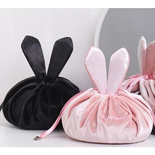 Cute Rabbit Cosmetic bag Travel Wash Skin Care Velvet Makeup Storage Case Girl Lipstick Pouch Jewellery organizer toiletry bag
