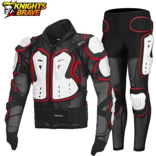 Men Summer Motorcycle Jacket+Pants Moto Motocross Racing Motorcycle Body Armor Protective Gear Moto Guard Protective Equiment