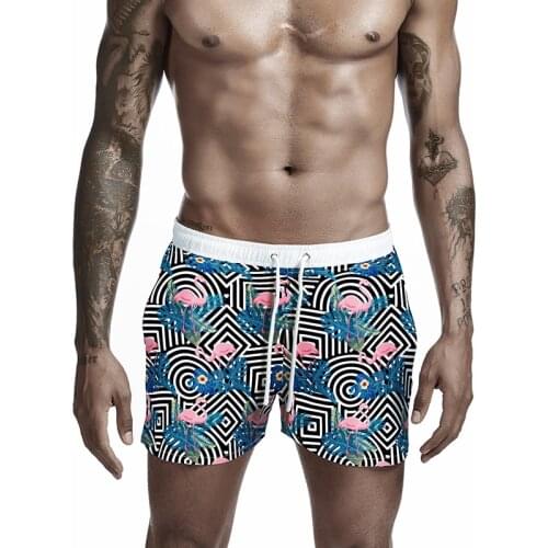 Men Board Shorts Flamingo Print Beach Pants Bermuda Masculina Banador Hombre Maldives Quick Dry Swim Short XL Boardshort