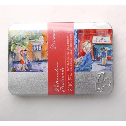 Original Germany postcards, watercolor paper, greeting cards, rough grain 230g, 30 sheets in iron box sketchbook for ink