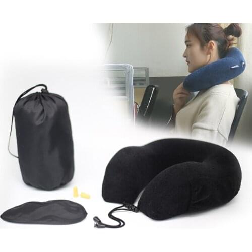 100% Pure Memory Foam Travel Neck Pillow, Comfortable & Breathable Cover, Machine Washable, Airplane Travel Kit