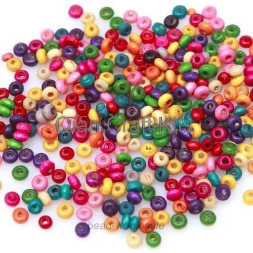 Approx. 10000pcs Loose Beads Roundelle Wood Spacer Beads Charms 4mm micro wooden beads mix colors