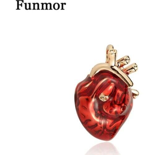Funmor Red Enamel Heart Brooches For Women And Men Hospital Clinic Professional Uniform Brooch Pins Team Gifts Accessories