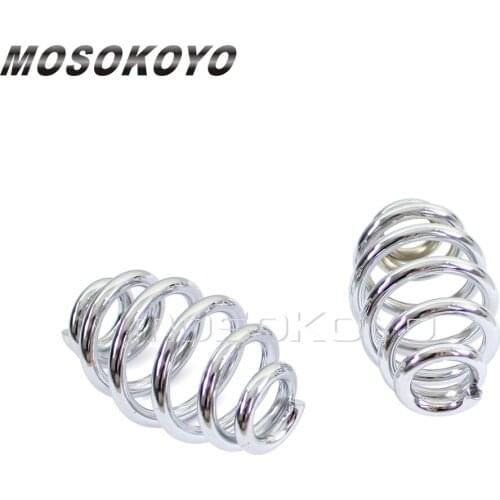 1 Pair Chrome Steel 3" Barrel Coiled Solo Seat Springs Bracket Mounting for Harley BMW Yamaha Cafe Racer Seat Cushion Spring