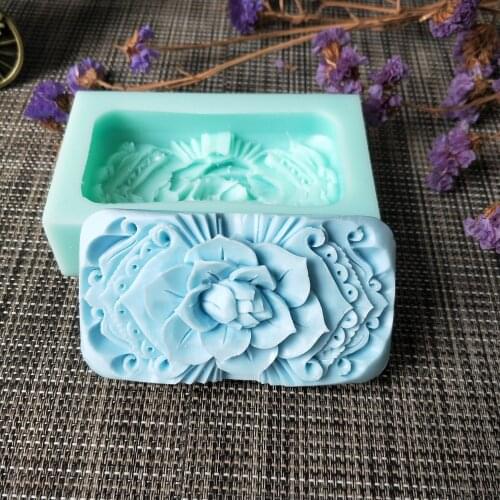 PRZY Silicone Soap Mold Handmade Soap DIY Aroma Mould Soap Making Moulds Resin Clay Molds Rectangular Carving Soap Flower