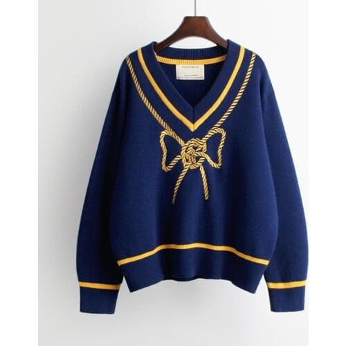 2020 spring and autumn fashion new temperament womens pullover long sleeve v-neck loose western casual sweater