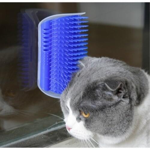 Pet Comb Blue Cat Corner Groomer Scratching Rubbing Brush Pet Hair Removal Massage Trimming Pet Grooming Cleaning Supplies