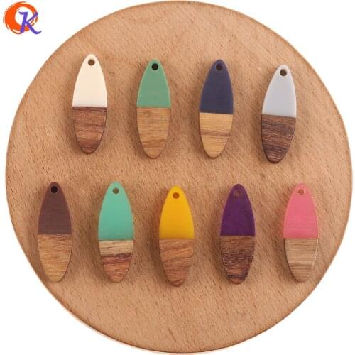 Cordial Design 100Pcs 10*28MM DIY Making/Hand Made/Charms/Oval Shape/Natural Wood & Resin/Earring Findings/Jewelry Accessories