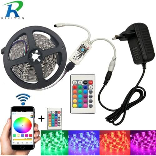 Wifi 5M 10M 15M RGB LED Strip SMD 5050 Led Strip Light Waterproof Tape DC 12V Flexible Fita Neon Ribbon tape with Wifi control