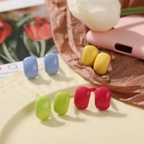 Vintage Colorful Enamel Square Glaze Stud Earrings For Women Fashion Geometric Earrings Boucle d'oreille Brincos Jewelry