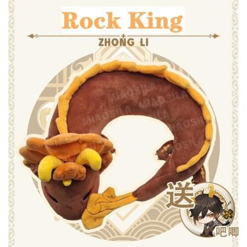 Zhongli Cosplay Game Genshin Impact Plush U-Shaped Pillow Anime Accessories Project Rock King Magic Dragon Velvet Doll Kids Toys