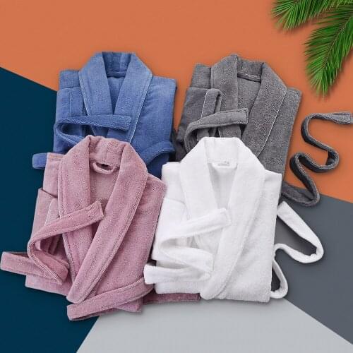 Winter Men Robes 100% Cotton Pajamas Long Sleeve Solid Sleepwear Kimono Male Bathrobe Leisure Men Loungewear Dressing Gown