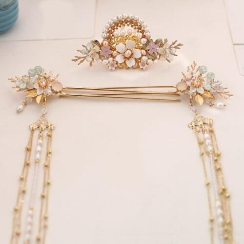 1 set Creative Retro Hanfu Head Decor Tassel Step Shake Hairpin Hair Stick Cosplay Accessories Collectible Women Girl Gift