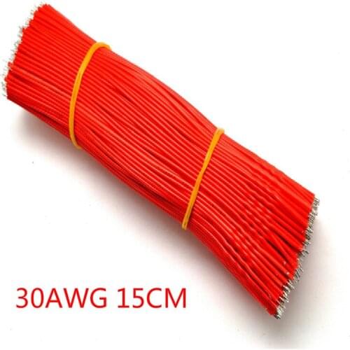 1Pair(=100PCS) 30AWG 150mm 15cm length Line connecting tin Wire DIY Black 50pcs + red 50pcs Color electronic wire 0.8mm Welding