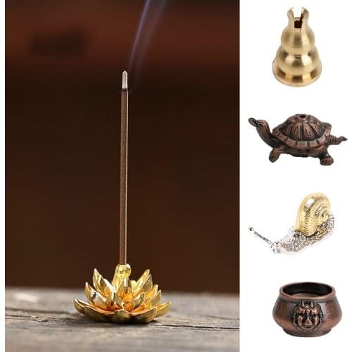 1PC Mini Cafe Ornament Home Decor Buddhism Gadgets Ash Catcher Joss-stick inserted Incense Holder Copper Censer