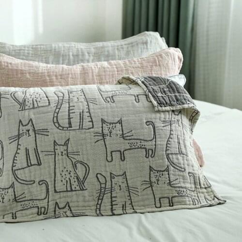 2Pcs/set Pure Cotton Six Layer Fold Gauze Pillow Towel Japanese Thickened Pillow Towels Bedroom Household Pillow Case Cover