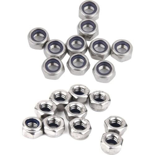20x M5&M6 Stainless Steel A2 Nylon Collar Insert Self-lock Nuts Bolts Screws